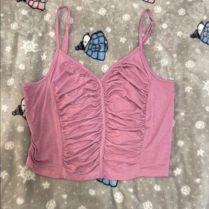 Pink Ruched Cami Crop Top